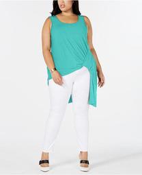 Plus Size Asymmetrical Side-Gathered Top, Created for Macy's