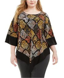 Plus Size Printed V-Hem Top, Created For Macy's