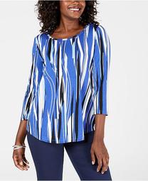 Petite Printed Scoop-Neck Top, Created for Macy's