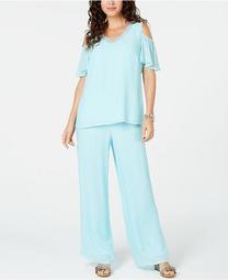 Petite Embellished Cold-Shoulder Top, Created for Macy's