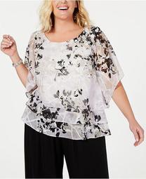 Plus Size Printed Tiered Blouse