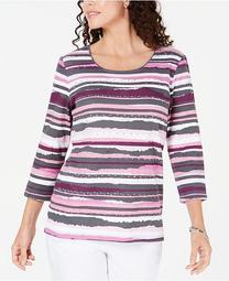 Petite Embellished Striped Top, Created for Macy's