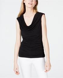 Juniors' Ruched-Side Lace-Up Back Top