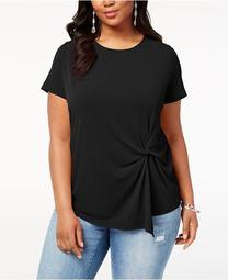INC Plus Size Twisted Asymmetrical Top, Created for Macy's