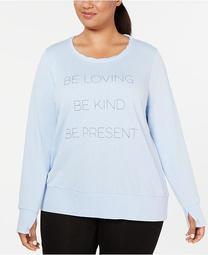 Plus Size Be Loving Graphic Long-Sleeve Top, Created for Macy's