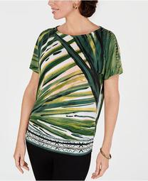 Petite Printed Cold-Shoulder Dolman-Sleeve Top, Created for Macy's