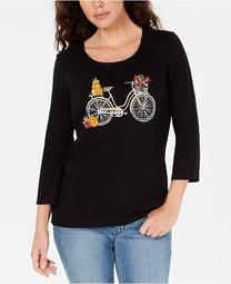 Petite Bicycle-Graphic Top, Created for Macy's