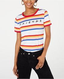 Juniors' Friends Logo Rainbow-Striped T-Shirt by Love Tribe