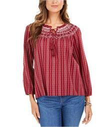 Petite Striped Textured Top, Created For Macy's