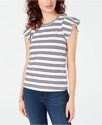 Striped Flutter-Sleeve Top, Created for Macy's