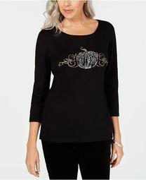 Petite Cotton Studded Top, Created for Macy's