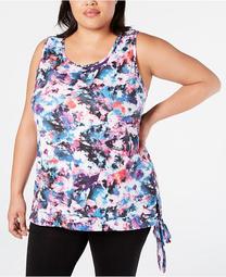 Plus Size Floral Print Side Tie Tank Top, Created for Macy's