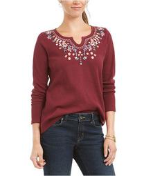 Petite Embroidered Cotton Thermal Top, Created for Macy's