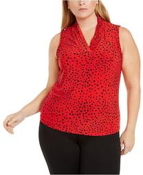 Plus Size Dotted V-Neck Top