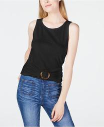 Juniors' Knit Buckle-Front Tank Top