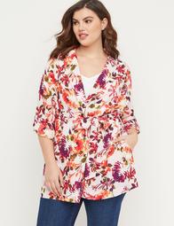 Floral Crepe Belted Kimono