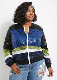 Sequined Colorblock Jacket