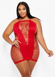 Red Halter Cutout Chemise