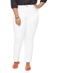 Marilyn Straight-Leg Cuffed Ankle Jeans in Optic White