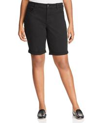 Briella Roll-Cuff Bermuda Shorts in Black