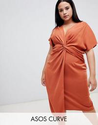 ASOS DESIGN Curve twist midi dress with kimono sleeve