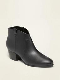Faux-Leather Western Booties for Women