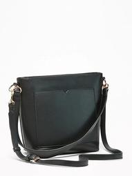 Faux-Leather Bucket Bag for Women
