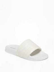 Tubular Faux-Leather Pool Slide Sandals for Women