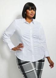 Tall Ruched Button-Up Top