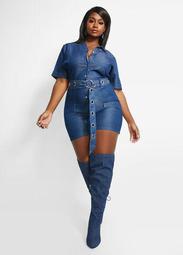 Belted Chambray Romper