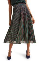 Beatrice Metallic Stripe Pleated Skirt