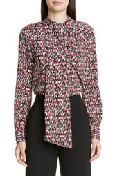 Speckled Print Stretch Crepe Blouse