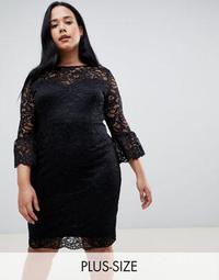 Paper Dolls Plus lace midi dress with frill sleeve in black