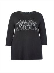 **DP Curve Black 'Amour' Printed T-Shirt