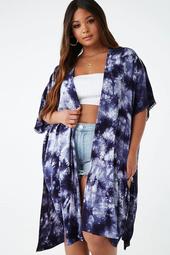 Plus Size Tie-Dye Print  Kimono