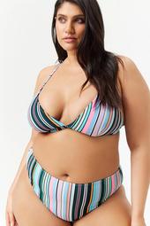 Plus Size Variegated Striped Bikini Bottoms