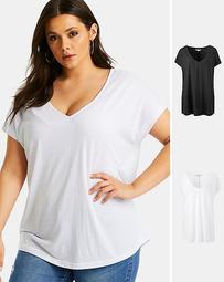 2 Pack V Neck Slouch T Shirts