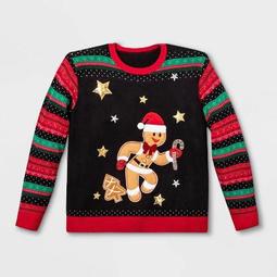 Plus Size Gingerbread Long Sleeve Ugly Holiday Sweater - 33 Degrees - Black
