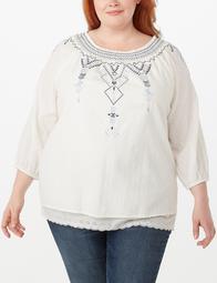 Plus Size Embroidered Off-The-Shoulder Top