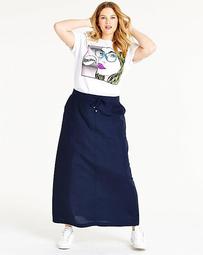 Easy Care Linen Mix Maxi Skirt