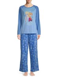 Disney Matching Family Christmas Pajamas Women's and Women's Plus 2-Piece Frozen Sleep Set