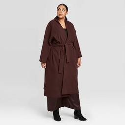 Women's Plus Size Long Sleeve Coat - Prologue™ Brown