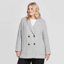 Women's Plus Size Long Sleeve Knit Blazer - Who What Wear™ Gray