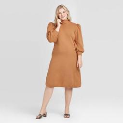 Women's Plus Size Puff Long Sleeve High Neck Sweater Dress - Who What Wear™