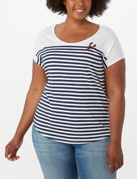 Plus Size Striped Lobster Tee