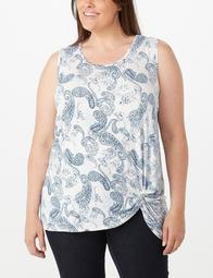 Plus Size Paisley Knotted Top