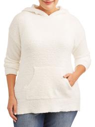 No Comment Juniors' Plus Size Super Soft Teddy Hooded Sweater