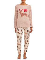 Holiday Time Women's and Women's Plus Size Plush Pajamas, 2pc Set