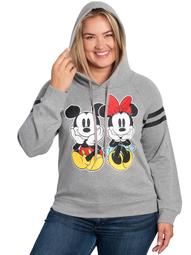Disney Minnie Mickey Mouse Hoodie Woman's Sweatshirt Gray (Junior Plus)
