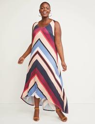 Chevron Stripe High-Low Maxi Dress 